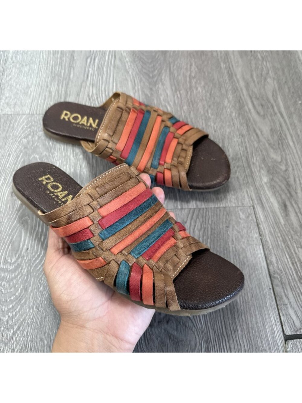 Roan by Bed Stu Women's Size 6 Southwest Leather Slide Huarache Sandals